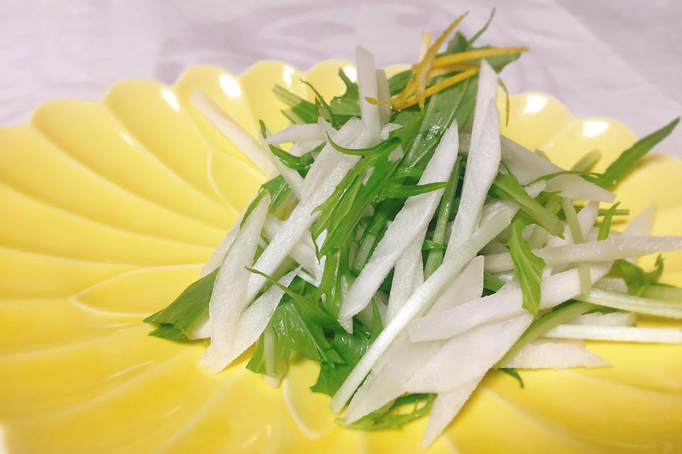 珍しい菊芋を水菜と一緒にシャキシャキのサラダで楽しむ